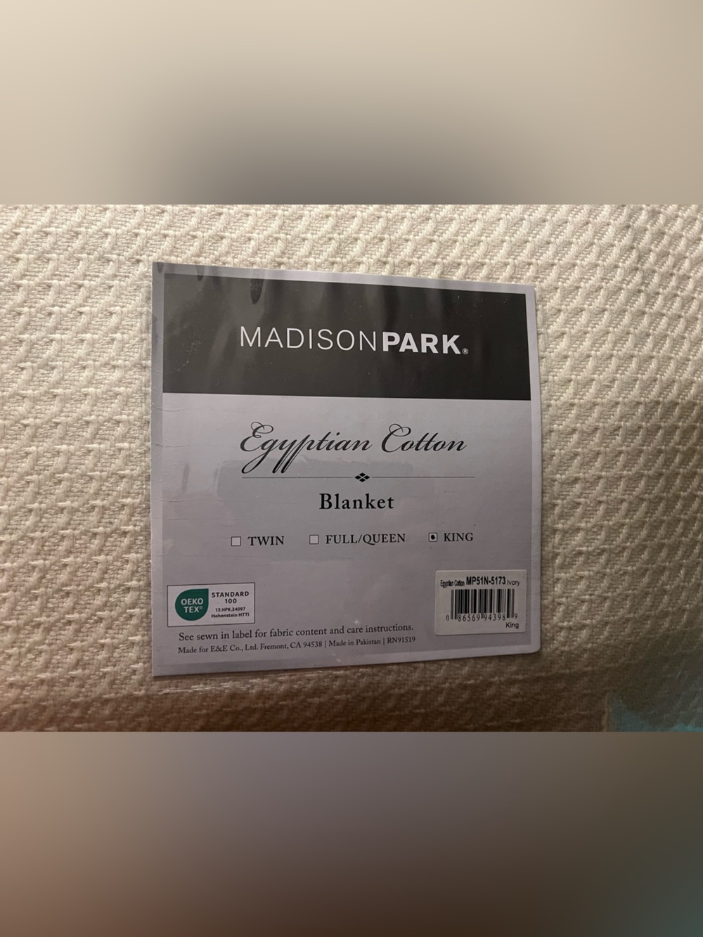KING Egyptian Cotton Blanket MADISON PARK Bedding NEW CREAM IVORY woven bedding